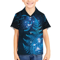 New Zealand Matariki Kid Hawaiian Shirt Blue Milky Way Stars Night Sky LT9 Kid Blue - Polynesian Pride