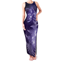 New Zealand Matariki Family Matching Tank Maxi Dress and Hawaiian Shirt Purple Milky Way Stars Night Sky LT9 Mom's Dress Purple - Polynesian Pride