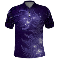 New Zealand Matariki Polo Shirt Purple Milky Way Stars Night Sky LT9 Purple - Polynesian Pride