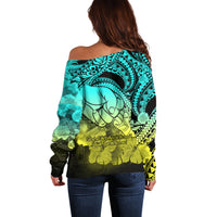 Polynesian Pride Happy Father Day Off Shoulder Sweater I Love You Dad - Polynesian Tribal Gradient 1 LT9 - Polynesian Pride