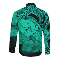 Personalised Polynesian Pride Happy Father Day Long Sleeve Button Shirt I Love You Dad - Polynesian Tribal Green LT9 - Polynesian Pride