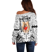 Polynesian Father's Day Gift For Dad Off Shoulder Sweater Super Father In The World - Black Polynesian Pattern LT9 - Polynesian Pride