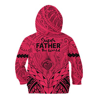 Polynesian Father's Day Gift For Dad Kid Hoodie Super Father In The World - Pink Polynesian Pattern LT9 - Polynesian Pride