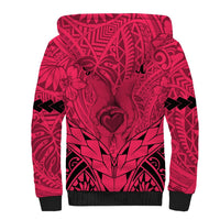 Personalised Polynesian Father's Day Gift For Dad Sherpa Hoodie Super Father In The World - Pink Polynesian Pattern LT9 - Polynesian Pride