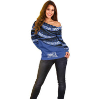 Fiji Rugby Pacific Custom Off Shoulder Sweater Pasifika Tapa Pattern