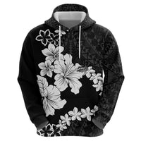 American Samoa Lotu Tamaiti Hoodie White Sunday Plumeria Black Vibe LT9 - Polynesian Pride