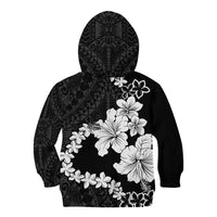 American Samoa Lotu Tamaiti Kid Hoodie White Sunday Plumeria Black Vibe LT9 - Polynesian Pride