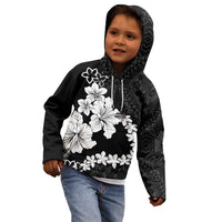 American Samoa Lotu Tamaiti Kid Hoodie White Sunday Plumeria Black Vibe LT9 - Polynesian Pride