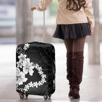 American Samoa Lotu Tamaiti Luggage Cover White Sunday Plumeria Black Vibe LT9 - Polynesian Pride