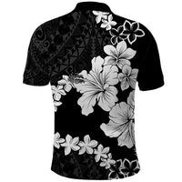 American Samoa Lotu Tamaiti Polo Shirt White Sunday Plumeria Black Vibe LT9 - Polynesian Pride