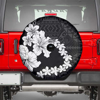American Samoa Lotu Tamaiti Spare Tire Cover White Sunday Plumeria Black Vibe LT9 - Polynesian Pride