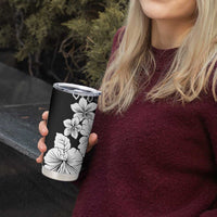 American Samoa Lotu Tamaiti Tumbler Cup White Sunday Plumeria Black Vibe LT9 - Polynesian Pride