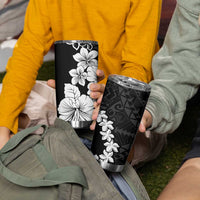 American Samoa Lotu Tamaiti Tumbler Cup White Sunday Plumeria Black Vibe LT9 - Polynesian Pride