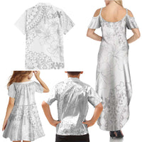 American Samoa Lotu Tamaiti Family Matching Summer Maxi Dress and Hawaiian Shirt White Sunday Plumeria White Vibe LT9 - Polynesian Pride