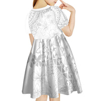 American Samoa Lotu Tamaiti Kid Short Sleeve Dress White Sunday Plumeria White Vibe LT9 - Polynesian Pride