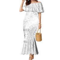 American Samoa Lotu Tamaiti Mermaid Dress White Sunday Plumeria White Vibe LT9 Women White - Polynesian Pride