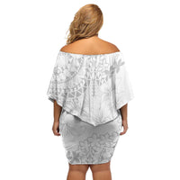 American Samoa Lotu Tamaiti Off Shoulder Short Dress White Sunday Plumeria White Vibe LT9 - Polynesian Pride