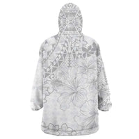 American Samoa Lotu Tamaiti Wearable Blanket Hoodie White Sunday Plumeria White Vibe LT9 - Polynesian Pride