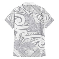 Lotu Tamaiti Samoa Siapo Family Matching Long Sleeve Bodycon Dress and Hawaiian Shirt White Sunday With Teuila Torch Ginger LT9 - Polynesian Pride