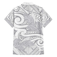 Lotu Tamaiti Samoa Siapo Family Matching Off Shoulder Short Dress and Hawaiian Shirt White Sunday With Teuila Torch Ginger LT9 - Polynesian Pride