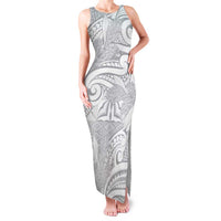 Lotu Tamaiti Samoa Siapo Family Matching Tank Maxi Dress and Hawaiian Shirt White Sunday With Teuila Torch Ginger LT9 Mom's Dress White - Polynesian Pride