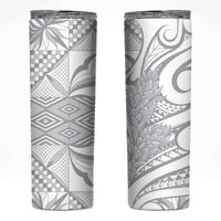 Samoa Lotu Tamaiti Skinny Tumbler White Sunday Siapo With Teuila Torch Ginger LT9 White - Polynesian Pride
