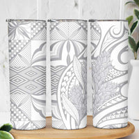 Samoa Lotu Tamaiti Skinny Tumbler White Sunday Siapo With Teuila Torch Ginger LT9 - Polynesian Pride
