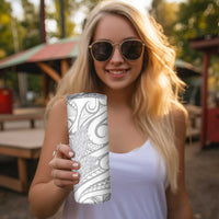 Samoa Lotu Tamaiti Skinny Tumbler White Sunday Siapo With Teuila Torch Ginger LT9 - Polynesian Pride
