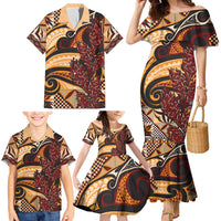 Vintage Samoa Siapo Family Matching Mermaid Dress and Hawaiian Shirt With Teuila Torch Ginger LT9 - Polynesian Pride