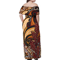 Vintage Samoa Siapo Family Matching Off Shoulder Maxi Dress and Hawaiian Shirt With Teuila Torch Ginger LT9 - Polynesian Pride