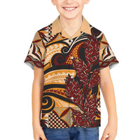 Vintage Samoa Siapo Family Matching Off Shoulder Maxi Dress and Hawaiian Shirt With Teuila Torch Ginger LT9 Son's Shirt Art - Polynesian Pride