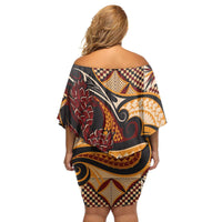 Vintage Samoa Siapo Family Matching Off Shoulder Short Dress and Hawaiian Shirt With Teuila Torch Ginger LT9 - Polynesian Pride