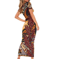Vintage Samoa Siapo Family Matching Short Sleeve Bodycon Dress and Hawaiian Shirt With Teuila Torch Ginger LT9 - Polynesian Pride