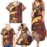 Vintage Samoa Siapo Family Matching Summer Maxi Dress and Hawaiian Shirt With Teuila Torch Ginger LT9 - Polynesian Pride