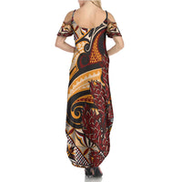 Vintage Samoa Siapo Family Matching Summer Maxi Dress and Hawaiian Shirt With Teuila Torch Ginger LT9 - Polynesian Pride
