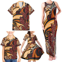Vintage Samoa Siapo Family Matching Tank Maxi Dress and Hawaiian Shirt With Teuila Torch Ginger LT9 - Polynesian Pride