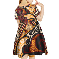 Vintage Samoa Siapo Kid Short Sleeve Dress With Teuila Torch Ginger