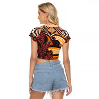 Vintage Samoa Siapo Raglan Cropped T Shirt With Teuila Torch Ginger