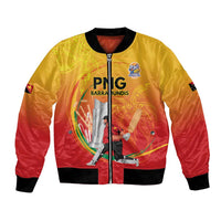 Custom Cricket PNG East Asia-Pacific Bomber Jacket Papua New Guinea Rise to Power LT9 Unisex Gold - Polynesian Pride