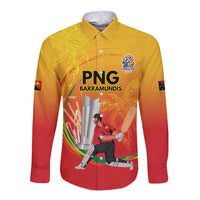 Custom Cricket PNG East Asia-Pacific Long Sleeve Button Shirt Papua New Guinea Rise to Power LT9 Unisex Gold - Polynesian Pride