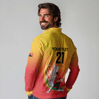 Custom Cricket PNG East Asia-Pacific Long Sleeve Polo Shirt Papua New Guinea Rise to Power LT9 - Polynesian Pride