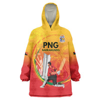 Custom Cricket PNG East Asia-Pacific Wearable Blanket Hoodie Papua New Guinea Rise to Power LT9 One Size Gold - Polynesian Pride
