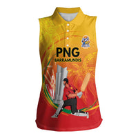 Custom Cricket PNG East Asia-Pacific Women Sleeveless Polo Shirt Papua New Guinea Rise to Power LT9 Female Gold - Polynesian Pride