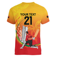 Custom Cricket PNG East Asia-Pacific Women V-Neck T-Shirt Papua New Guinea Rise to Power LT9 - Polynesian Pride