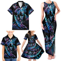 Personalised Polynesia Ribbon Butterflies Family Matching Tank Maxi Dress and Hawaiian Shirt Silver Fern Breast Cancer With Papua Shell Pattern LT9 - Polynesian Pride