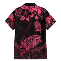Personalised Polynesian Turtle Ribbon Family Matching Mermaid Dress and Hawaiian Shirt Think Pink Breast Cancer With Pacific Hibiscus LT9 - Polynesian Pride