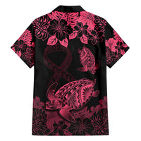 Personalised Polynesian Turtle Ribbon Family Matching Off Shoulder Maxi Dress and Hawaiian Shirt Think Pink Breast Cancer With Pacific Hibiscus LT9 - Polynesian Pride