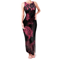 Personalised Polynesian Turtle Ribbon Family Matching Tank Maxi Dress and Hawaiian Shirt Think Pink Breast Cancer With Pacific Hibiscus LT9 Mom's Dress Pink - Polynesian Pride