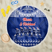 Toa Samoa Christmas Beach Blanket Samoa Siva Tau Manuia Le Kerisimasi Blue Vibe LT9 One Size 150cm Blue - Polynesian Pride