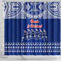 Toa Samoa Christmas Shower Curtain Samoa Siva Tau Manuia Le Kerisimasi Blue Vibe LT9 - Polynesian Pride